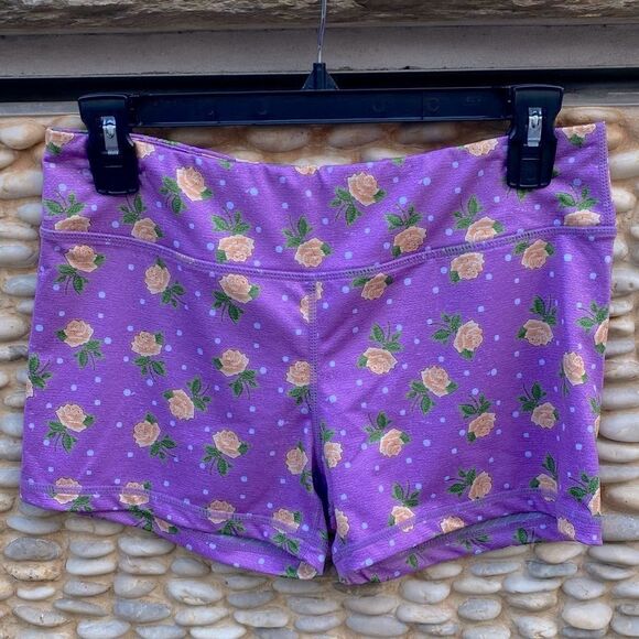 IAB MFG I Am Becoming Purple Floral Print 3-Inch No Ride Shorts Size L/10 EUC! - Picture 1 of 4